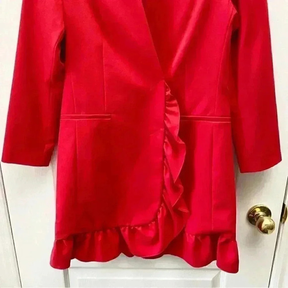 Topshop Blazer Dress Ruffle Edge Long Sleeve
Mini Red Size 4 NWOT - Picture 7 of 16
